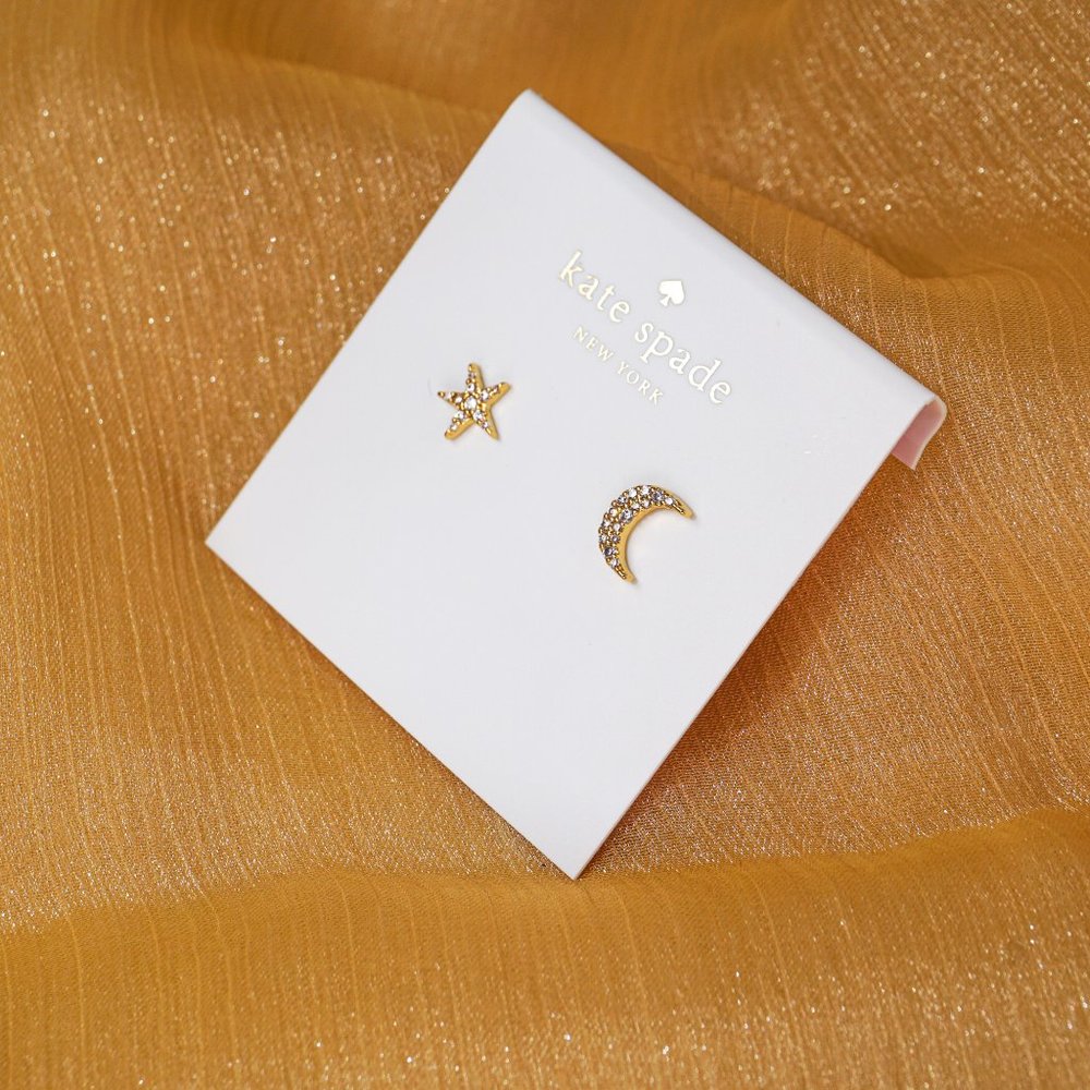 Kate Spade Something Sparkly Pavé Star & Moon Studs (NWT) - Picture 2 of 6